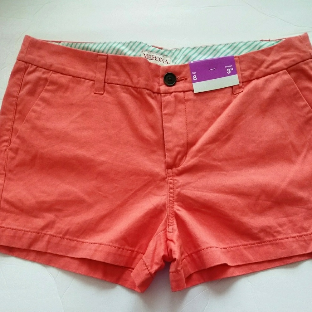 NWT Merona Women's Orange Sexy Cut Shorts Size 8